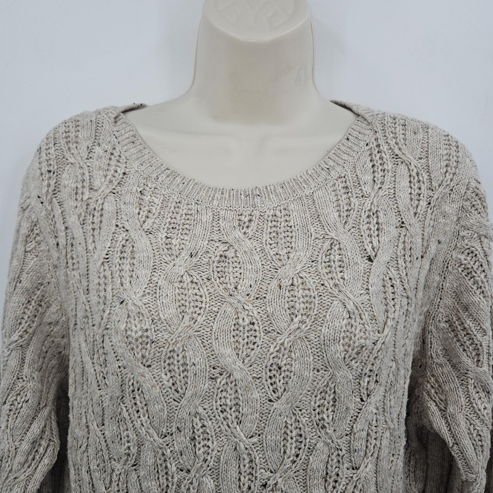 J Jill Sweater Womens 2X Beige Cable Knit Soft Textured Fisherman Style Preppy - Picture 4 of 11